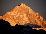 Gokyo Ri 07-1 Makalu Close Up From Gokyo Ri At Sunset The Makalu West Face changes from white to yellow at sunset from Gokyo Ri.
